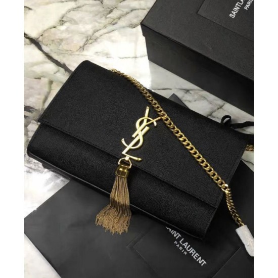 Replica YSL Classic Medium Kate Monogram SAINT LAURENT Tassel Satchel Black