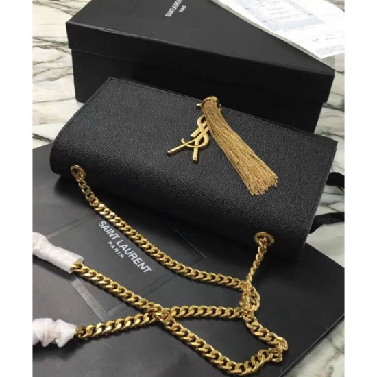 Replica YSL Classic Medium Kate Monogram SAINT LAURENT Tassel Satchel Black
