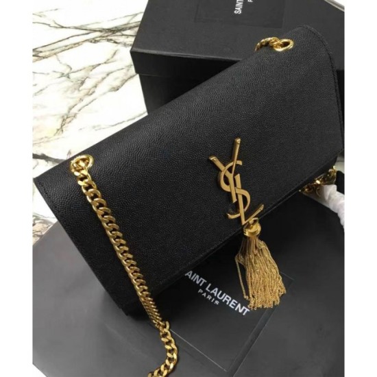 Replica YSL Classic Medium Kate Monogram SAINT LAURENT Tassel Satchel Black