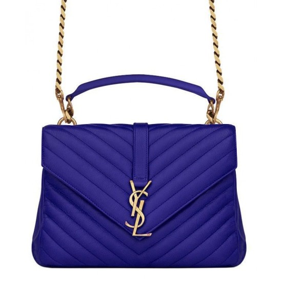 Fake YSL Classic Medium Monogram Saint Lauren College Bag Blue Replica