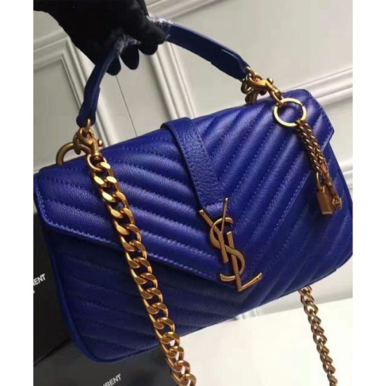 Fake YSL Classic Medium Monogram Saint Lauren College Bag Blue Replica