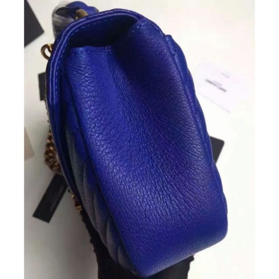 Fake YSL Classic Medium Monogram Saint Lauren College Bag Blue Replica