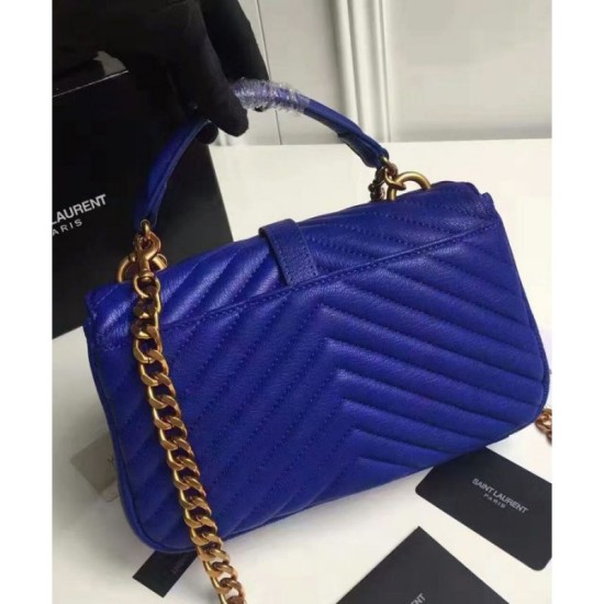 Fake YSL Classic Medium Monogram Saint Lauren College Bag Blue Replica