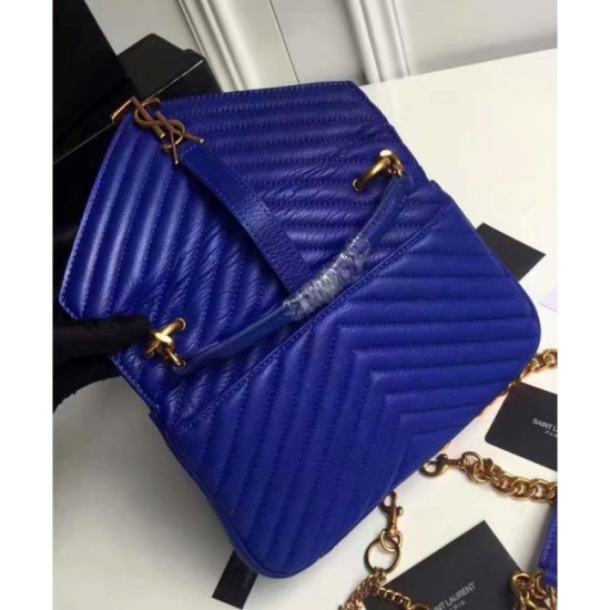 Fake YSL Classic Medium Monogram Saint Lauren College Bag Blue Replica