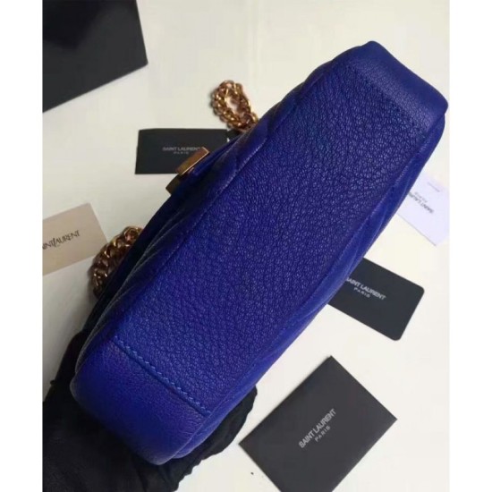 Fake YSL Classic Medium Monogram Saint Lauren College Bag Blue Replica