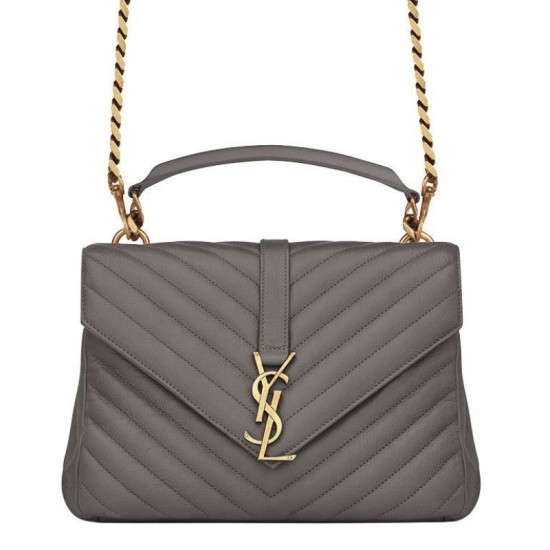Fake YSL Classic Medium Monogram Saint Lauren College Bag Gray Replica