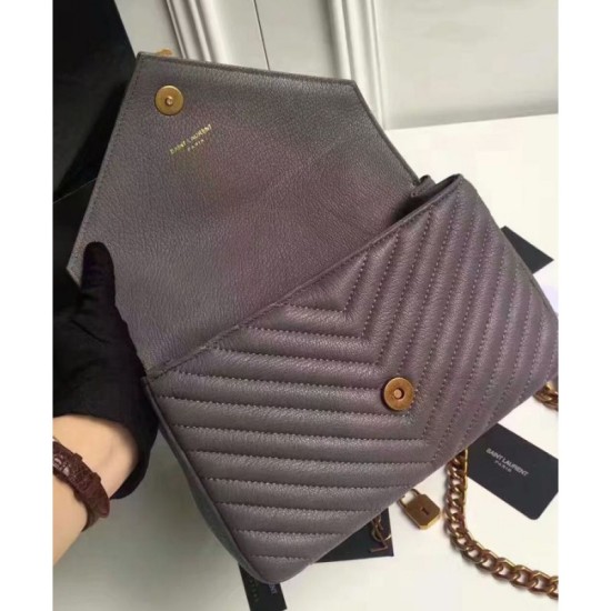Fake YSL Classic Medium Monogram Saint Lauren College Bag Gray Replica