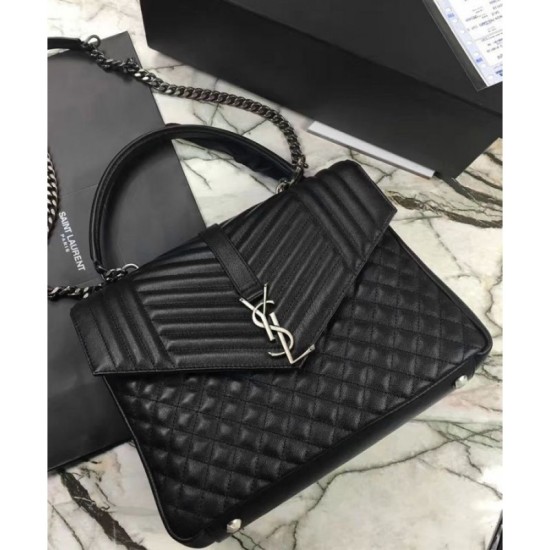 Replica YSL Large Monogram Envelope Satchel Black