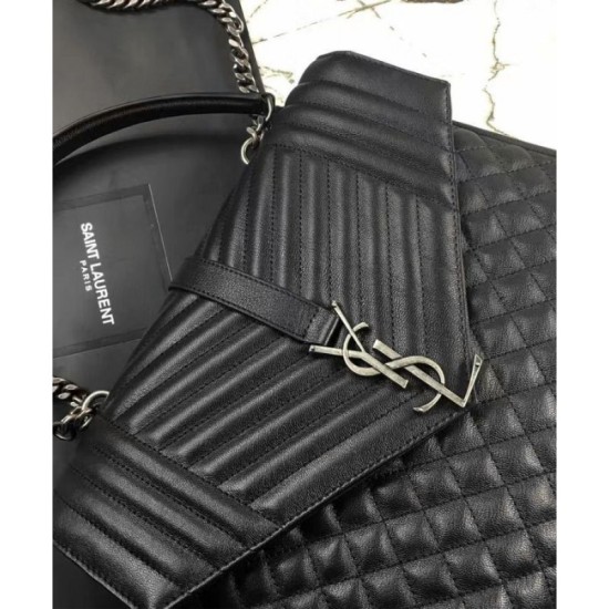 Replica YSL Large Monogram Envelope Satchel Black