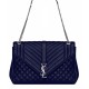 Fake YSL Large Monogram Envelope Satchel Dark Blue Replica