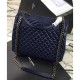 Fake YSL Large Monogram Envelope Satchel Dark Blue Replica