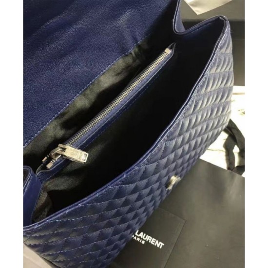 Fake YSL Large Monogram Envelope Satchel Dark Blue Replica