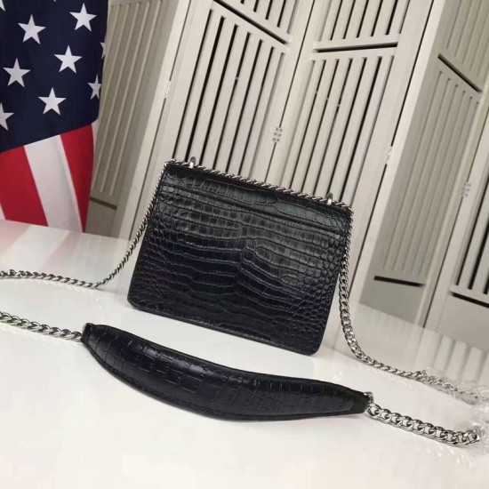 Replica YSL Saint Laurent Medium Sunset Monogram Crocodile Pattern Black