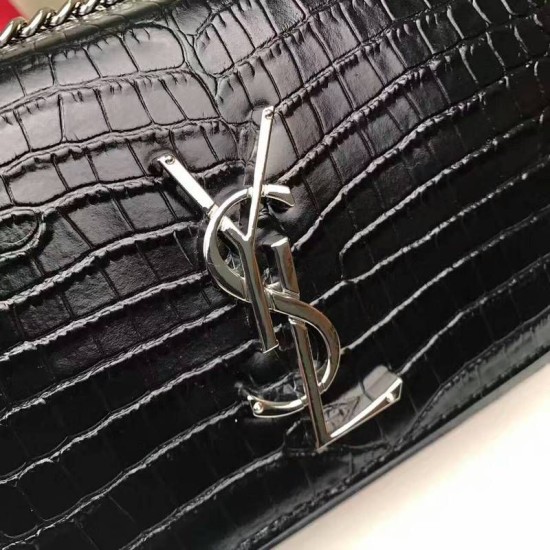 Replica YSL Saint Laurent Medium Sunset Monogram Crocodile Pattern Black