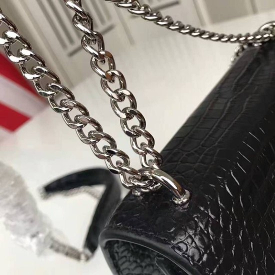 Replica YSL Saint Laurent Medium Sunset Monogram Crocodile Pattern Black