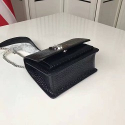 Replica YSL Saint Laurent Medium Sunset Monogram Crocodile Pattern Black