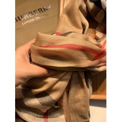 Fake Burberry Aquatic Cashmere Small Check Shawl 75 x 220 Brown Replica