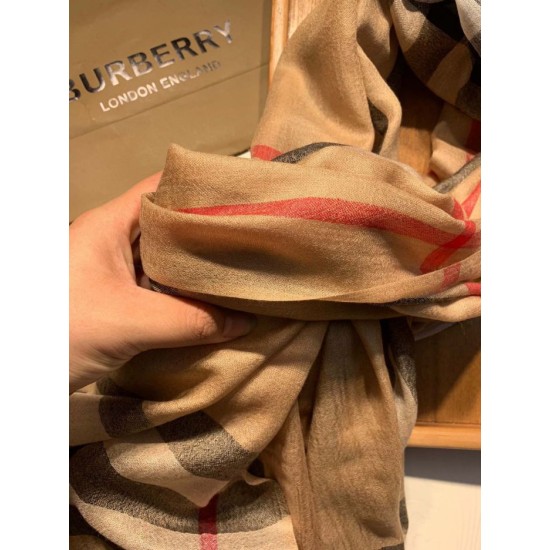 Fake Burberry Aquatic Cashmere Small Check Shawl 75 x 220 Brown Replica