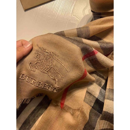 Fake Burberry Aquatic Cashmere Small Check Shawl 75 x 220 Brown Replica