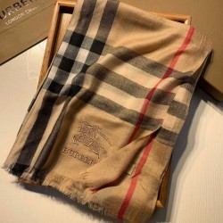 Fake Burberry Aquatic Cashmere Small Check Shawl 75 x 220 Brown Replica