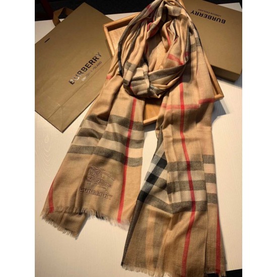 Fake Burberry Aquatic Cashmere Small Check Shawl 75 x 220 Brown Replica