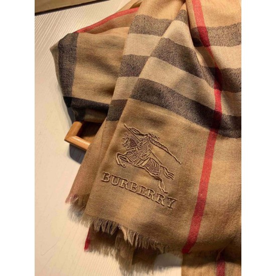 Fake Burberry Aquatic Cashmere Small Check Shawl 75 x 220 Brown Replica