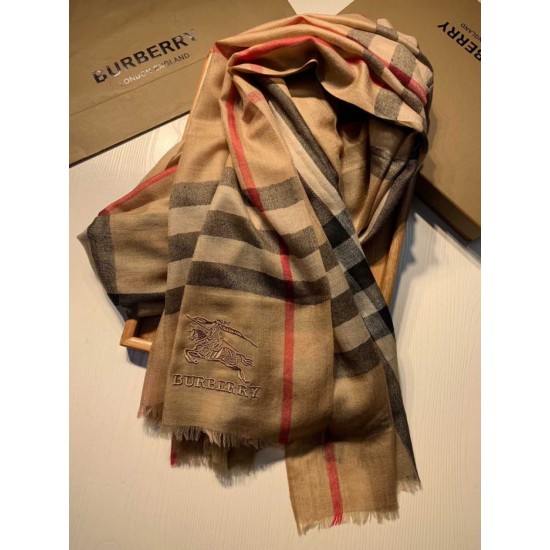 Fake Burberry Aquatic Cashmere Small Check Shawl 75 x 220 Brown Replica