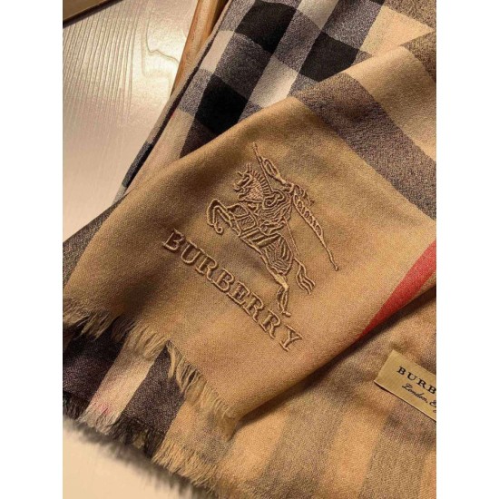 Fake Burberry Aquatic Cashmere Small Check Shawl 75 x 220 Brown Replica