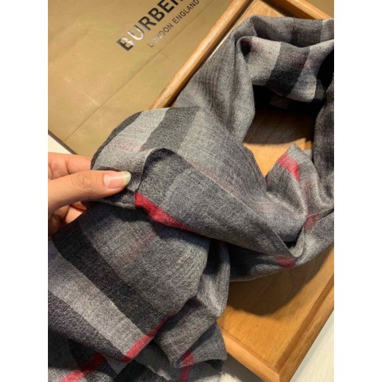 Replica Burberry Aquatic Cashmere Small Check Shawl 75 x 220 Gray