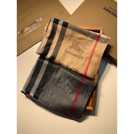 Replica Burberry Aquatic Cashmere Small Check Shawl 75 x 220 Gray
