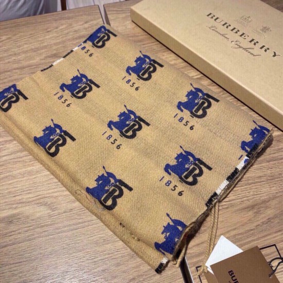 Replica Burberry Double-sided Letter Logo Check Cashmere Wool Shawl 30 x 180 Brown