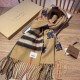 Replica Burberry Double-sided Letter Logo Check Cashmere Wool Shawl 30 x 180 Brown