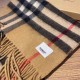 Replica Burberry Double-sided Letter Logo Check Cashmere Wool Shawl 30 x 180 Brown