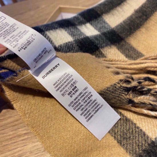 Replica Burberry Double-sided Letter Logo Check Cashmere Wool Shawl 30 x 180 Brown