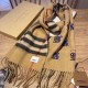 Replica Burberry Double-sided Letter Logo Check Cashmere Wool Shawl 30 x 180 Brown