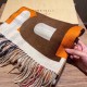 Replica Burberry Double-sided Letter Logo Check Cashmere Wool Shawl 30 x 180 orange
