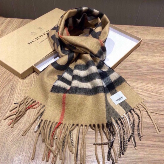 Fake Burberry Double-sided Letter Logo Check Cashmere Wool Shawl 30 x 180 Brown Replica Replica Burberry Double-sided Letter Logo Check Cashmere Wool Shawl 30 x 180 Brown