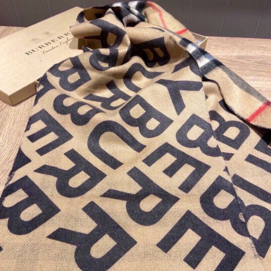 Fake Burberry Double-sided Letter Logo Check Cashmere Wool Shawl 30 x 180 Brown Replica Replica Burberry Double-sided Letter Logo Check Cashmere Wool Shawl 30 x 180 Brown