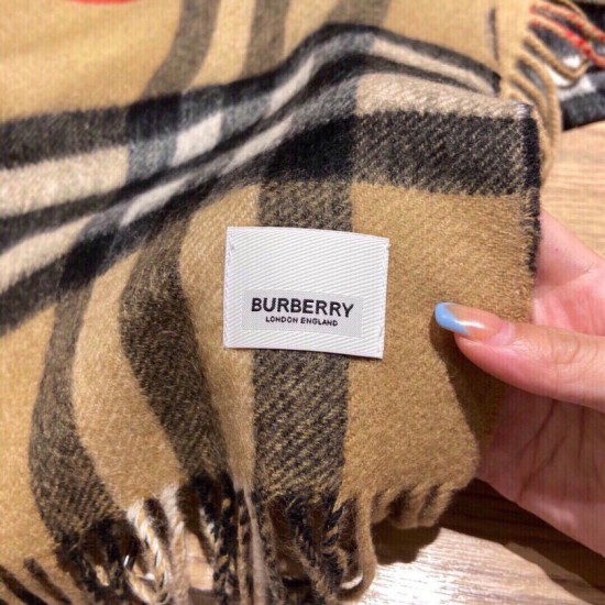 Fake Burberry Double-sided Letter Logo Check Cashmere Wool Shawl 30 x 180 Brown Replica Replica Burberry Double-sided Letter Logo Check Cashmere Wool Shawl 30 x 180 Brown