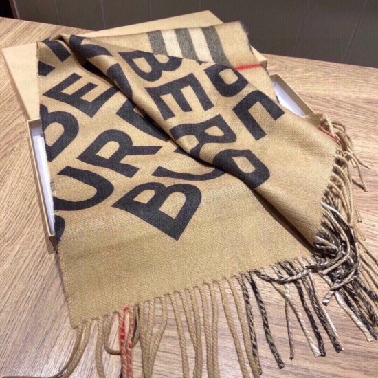 Fake Burberry Double-sided Letter Logo Check Cashmere Wool Shawl 30 x 180 Brown Replica Replica Burberry Double-sided Letter Logo Check Cashmere Wool Shawl 30 x 180 Brown