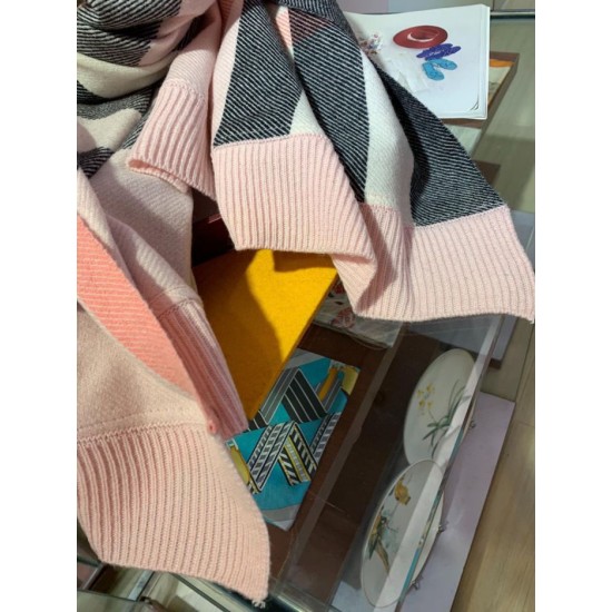 Replica Burberry classic large Check cashmere Shawl 60 x 180 Pink