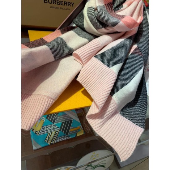 Replica Burberry classic large Check cashmere Shawl 60 x 180 Pink