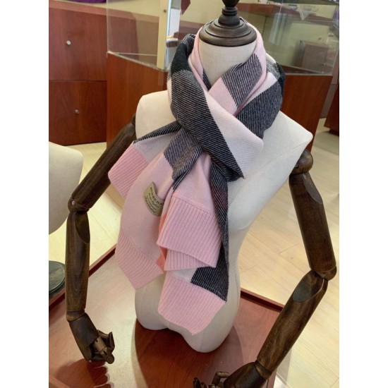 Replica Burberry classic large Check cashmere Shawl 60 x 180 Pink