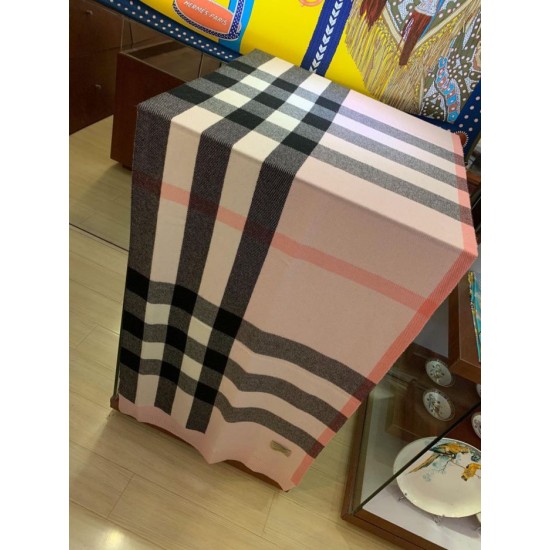 Replica Burberry classic large Check cashmere Shawl 60 x 180 Pink