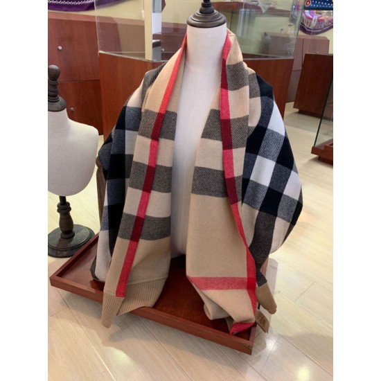 Replica Burberry classic large Check cashmere Shawl 60 x 180 Brown