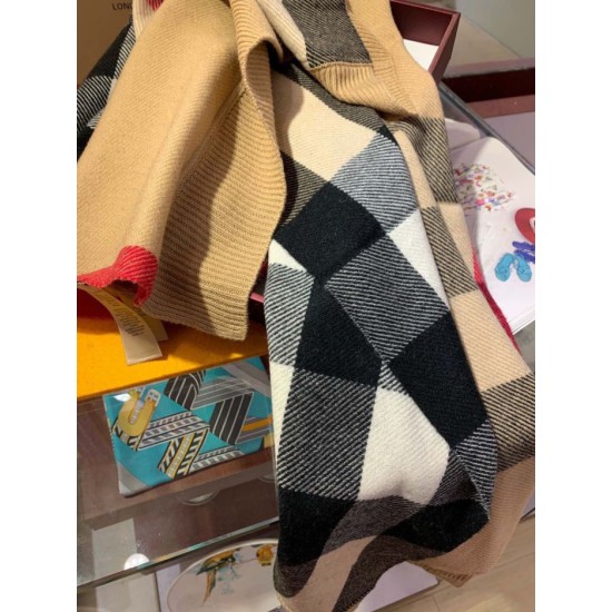 Replica Burberry classic large Check cashmere Shawl 60 x 180 Brown