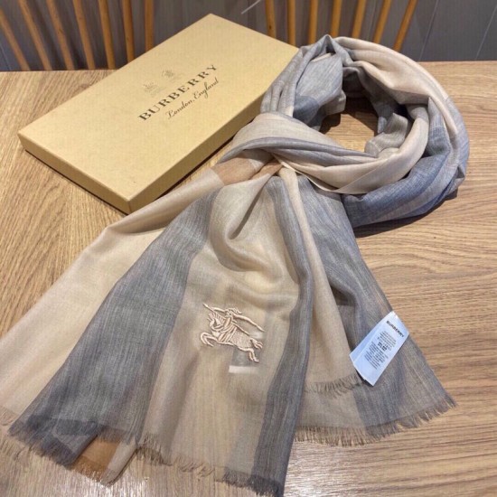 Replica Burberry classic horse embroidery check cashmere scarf 100 x 200