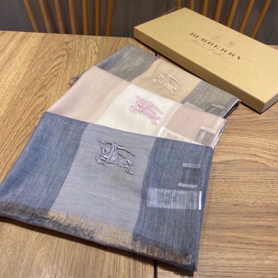 Replica Burberry classic horse embroidery check cashmere scarf 100 x 200
