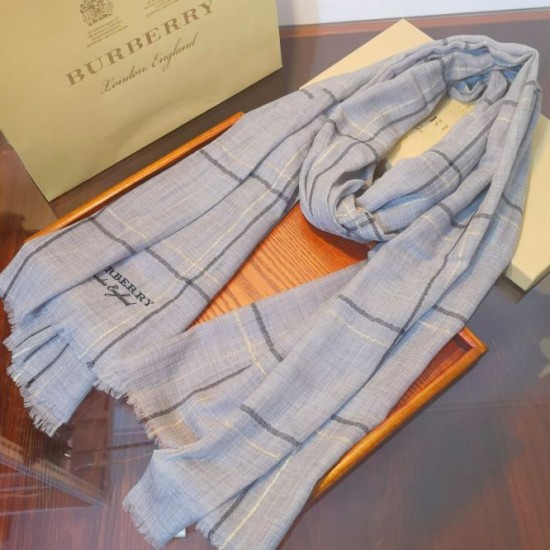 Replica Burberry Lurex Thread Color Block Check Cashmere Scarf 90 x 200