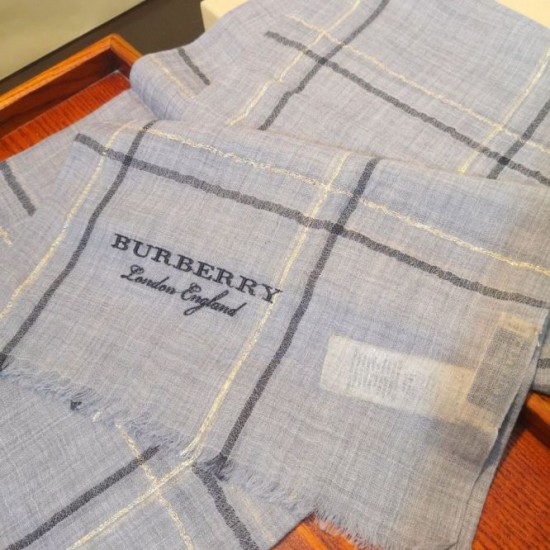 Replica Burberry Lurex Thread Color Block Check Cashmere Scarf 90 x 200